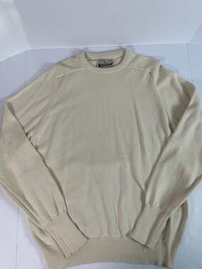Vintage Terramar 100% Cotton Crewneck Sweater Ivory Beige Men's XL